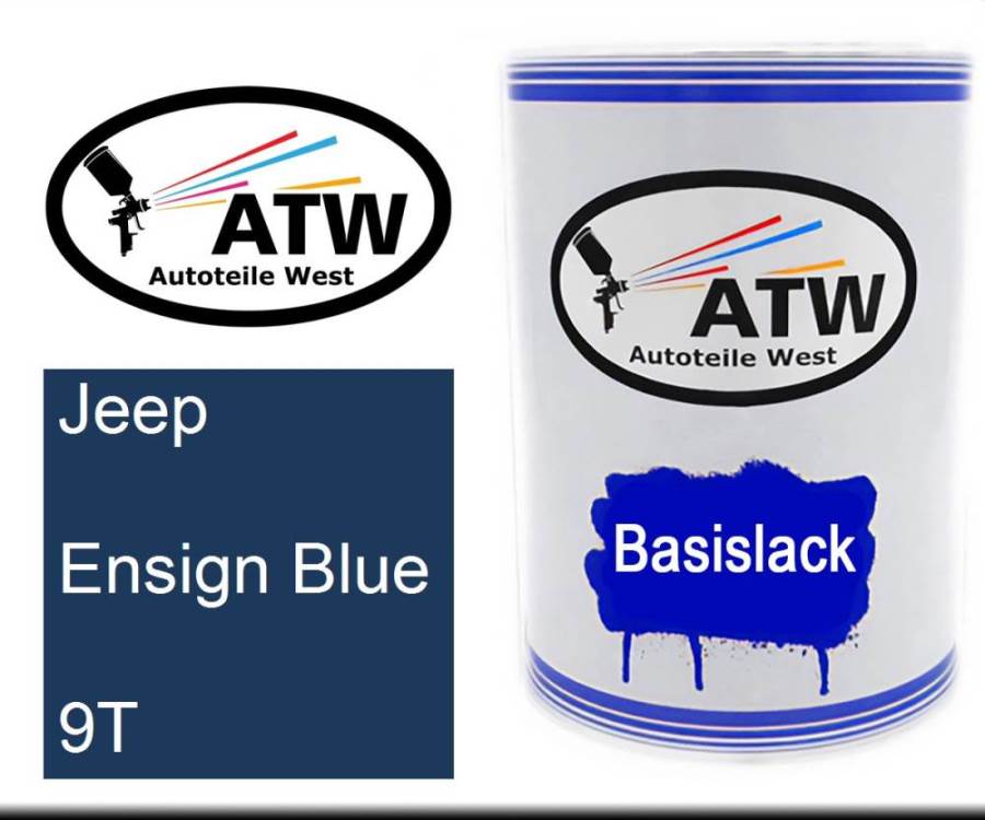 Jeep, Ensign Blue, 9T: 500ml Lackdose, von ATW Autoteile West.